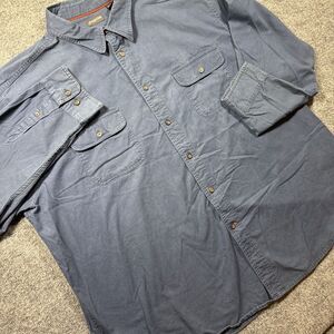 St John's Bay Men Long Sleeve‎ Button Up 3XL Blue Hiking Camping Walking